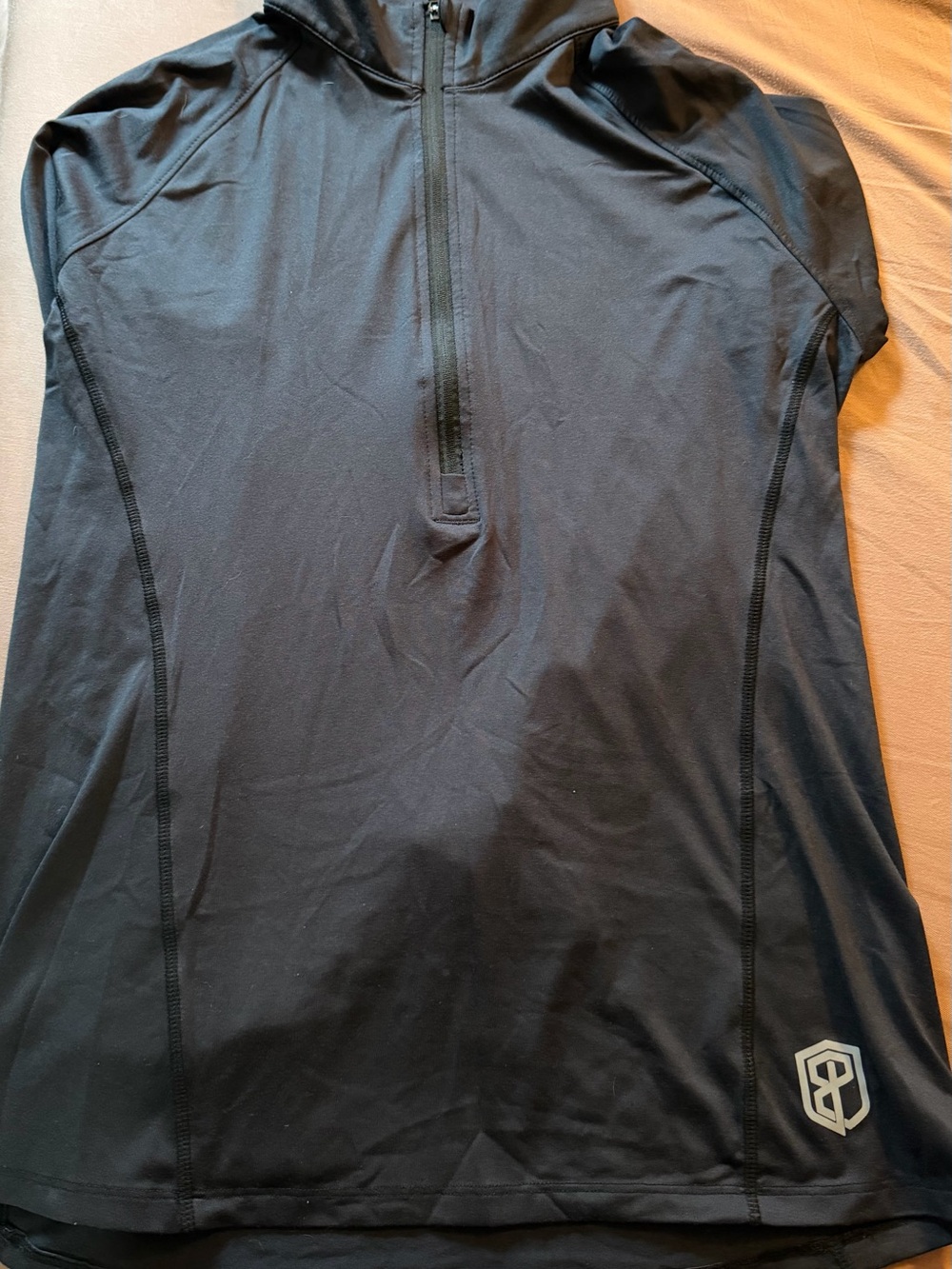 Black Quarter-Zip Athletic Hoodie with Logo
